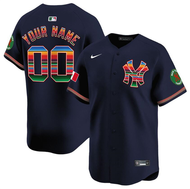 Men's New York Yankees Customized Navy Mexico Vapor Premier Limited Stitched Baseball Jersey